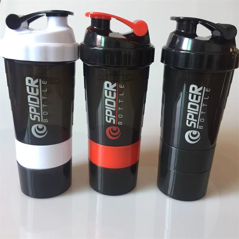 3 Layer Shaker Bottles Protein Milk Powder Stirring Cup Fitness Sports Shake Cup Large Capacity Body-Building Exercise Bottle