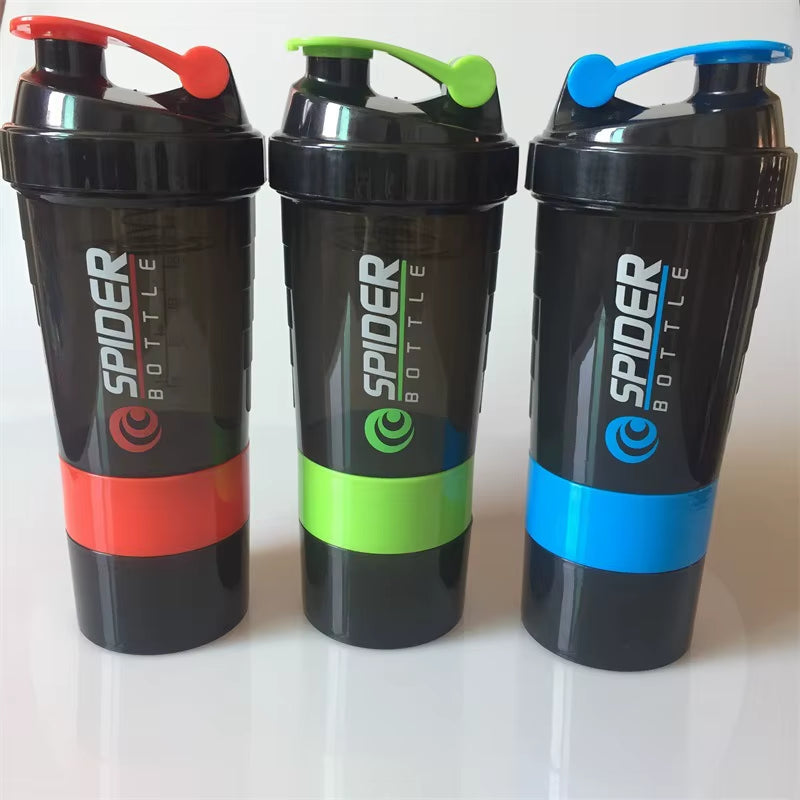 3 Layer Shaker Bottles Protein Milk Powder Stirring Cup Fitness Sports Shake Cup Large Capacity Body-Building Exercise Bottle