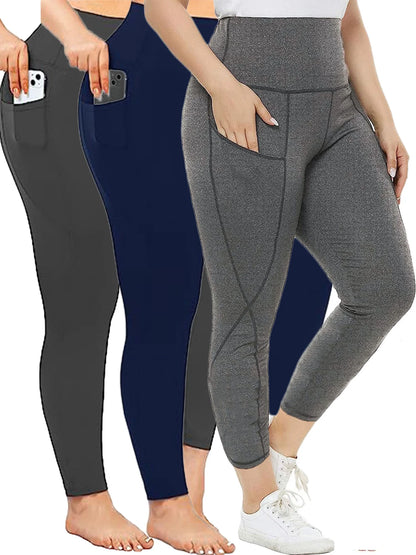 Women'S High Waist Yoga Pants with Pockets plus Size Leggings Tummy Control Workout Yoga Leggings